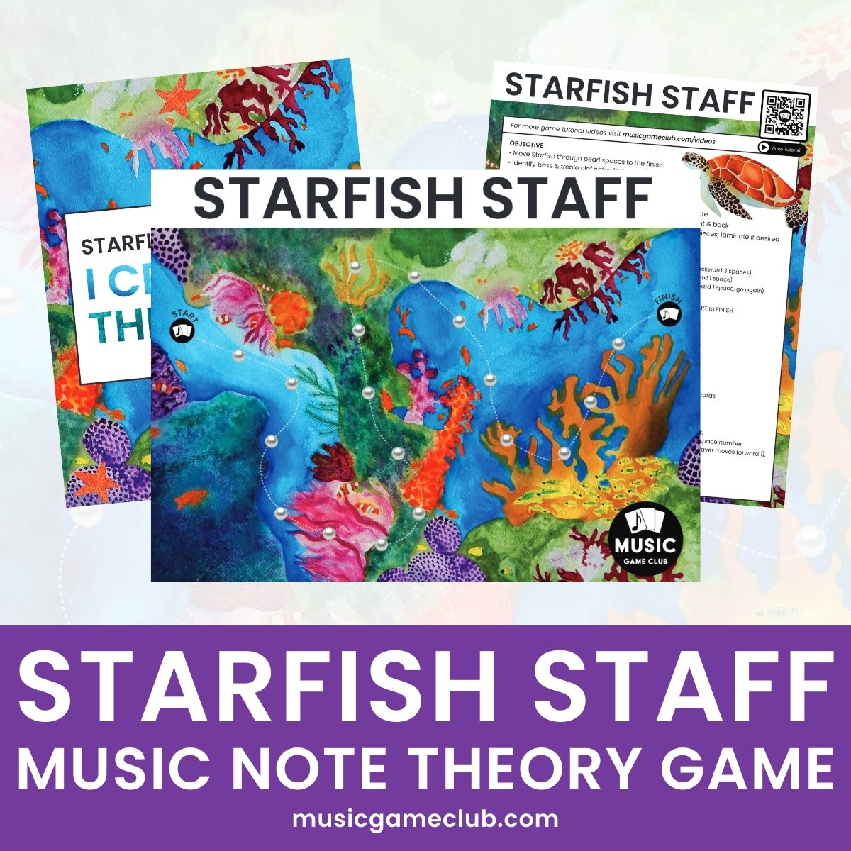 Starfish Staff Music Note Theory Game - Printable