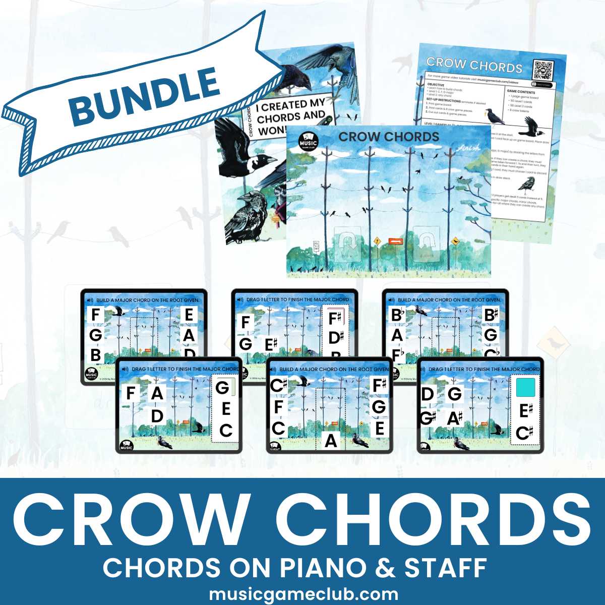 Crow Chords Print + Boom Music Theory Game Bundle