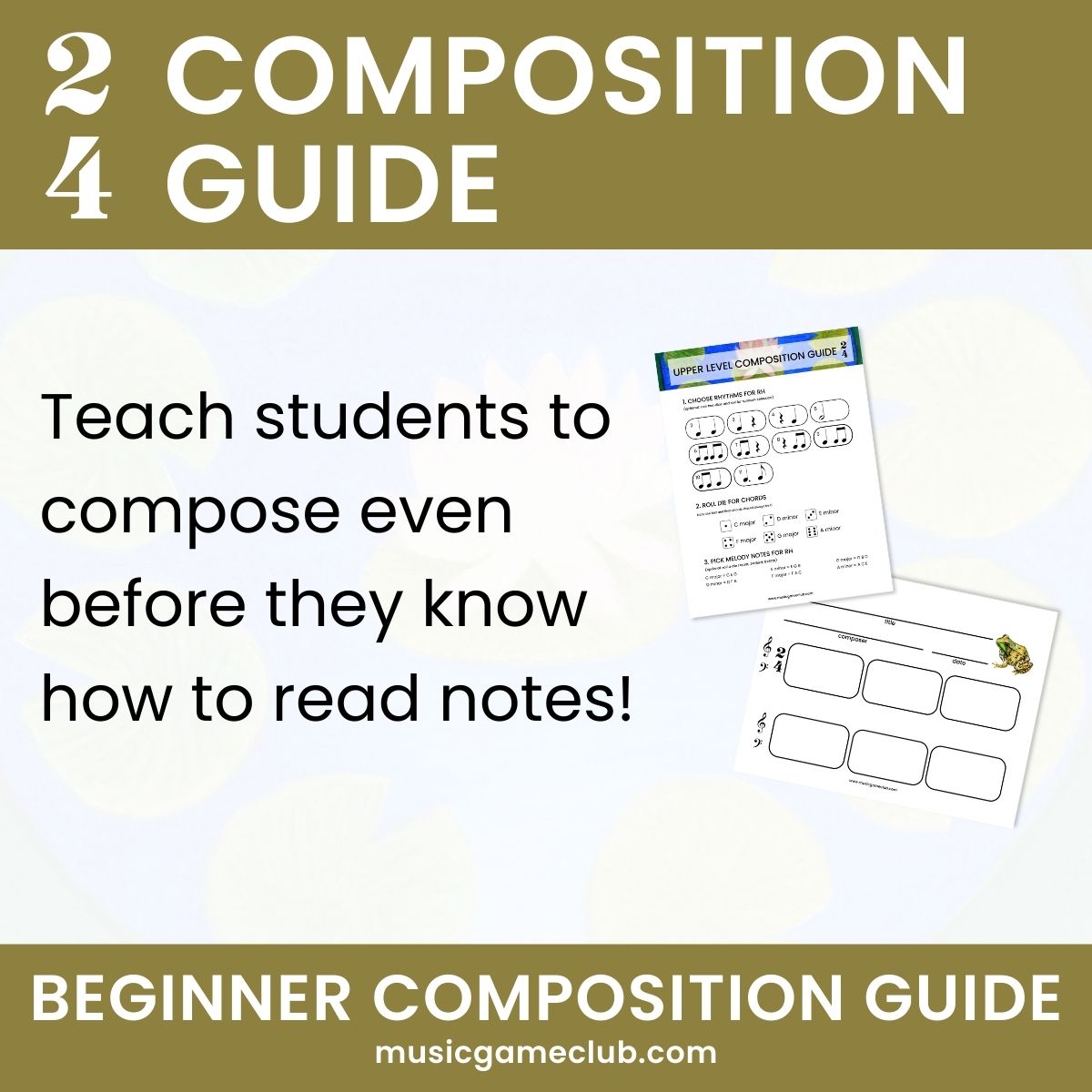 2/4 Composition Guide in C - teach students to compose music in 2/4 - Printable