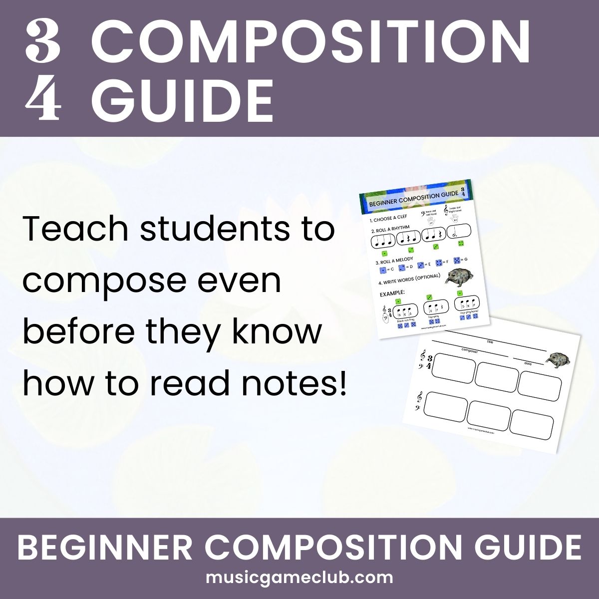 3/4 Composition Guide in C - teach students to compose music in 3/4 - Printable