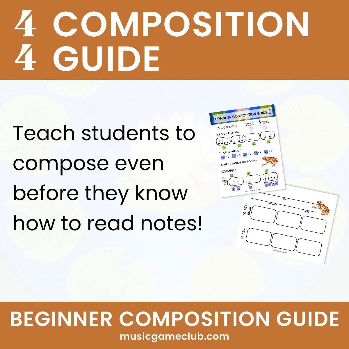 4/4 Composition Guide in C - teach students to compose music in 4/4 - Printable