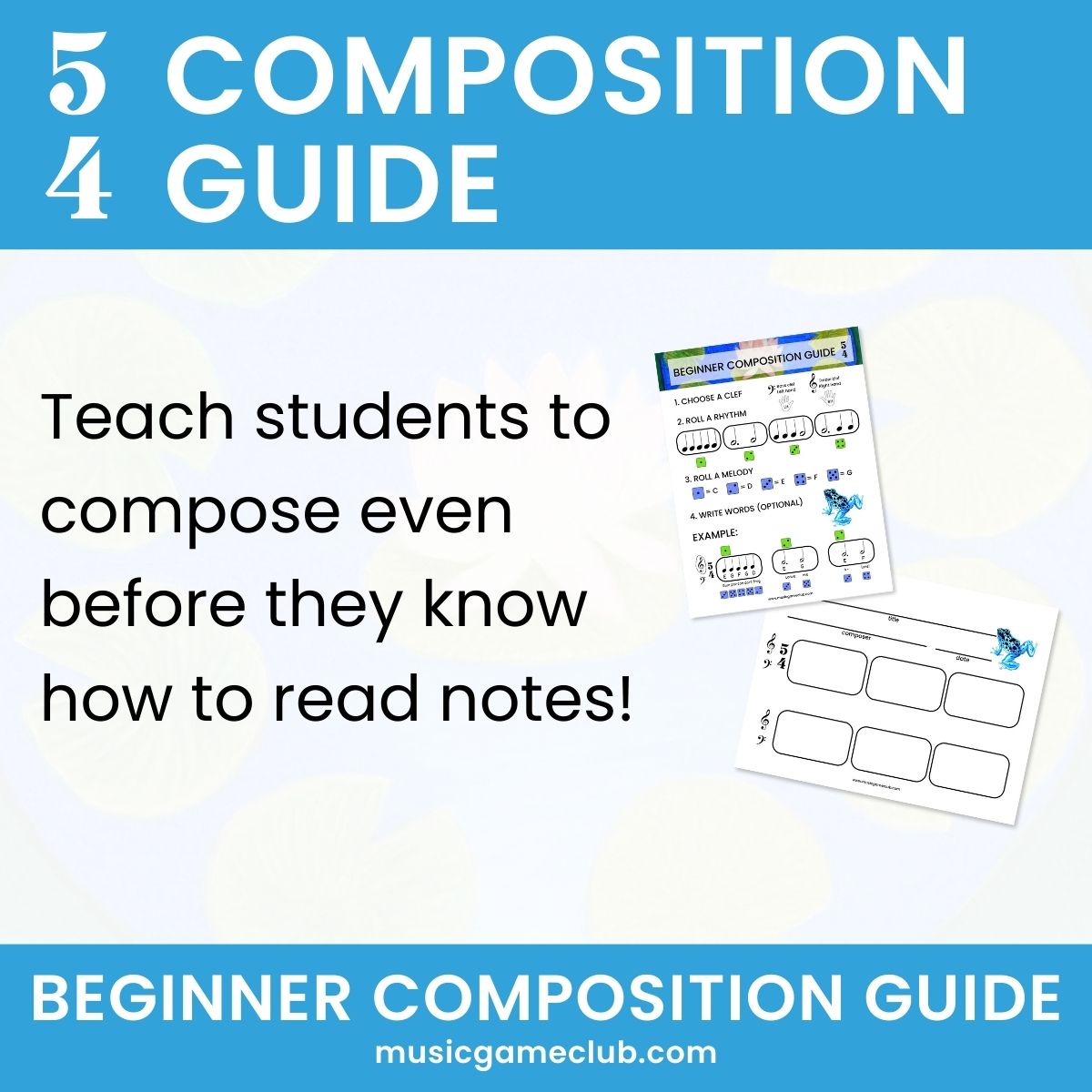 5/4 Composition Guide in C - teach students to compose music in 5/4 - Printable