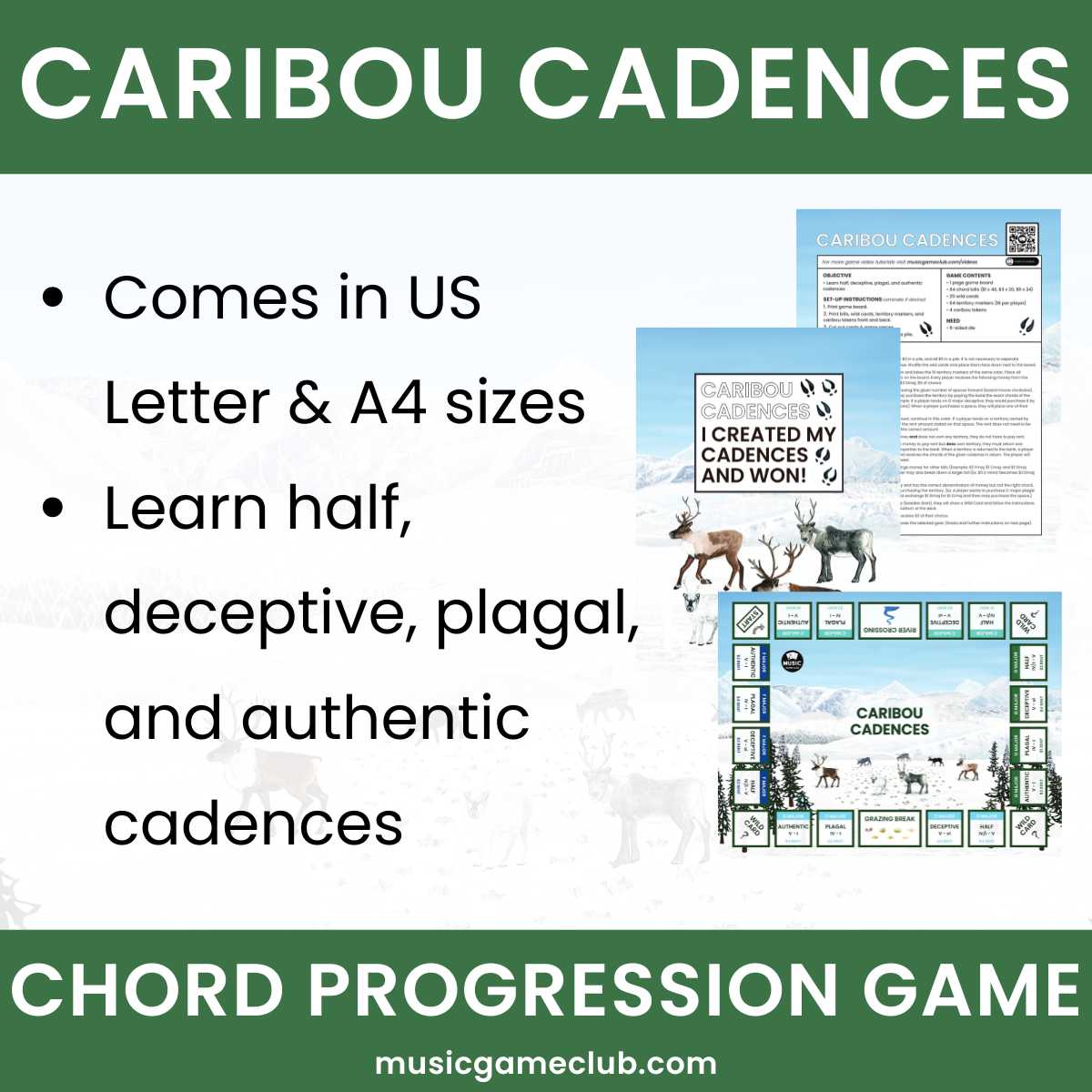 Caribou Cadences Chord Progression Game - Printable