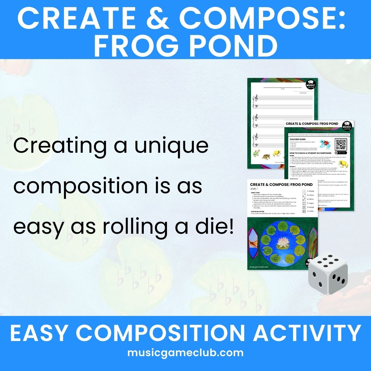 Create Compose: Frog Pond easy SOLFÈGE composition activity