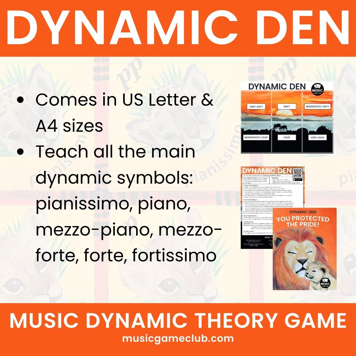 Dynamic Den Easy Music Theory Student Game - Printable + MEMBER BONUSES