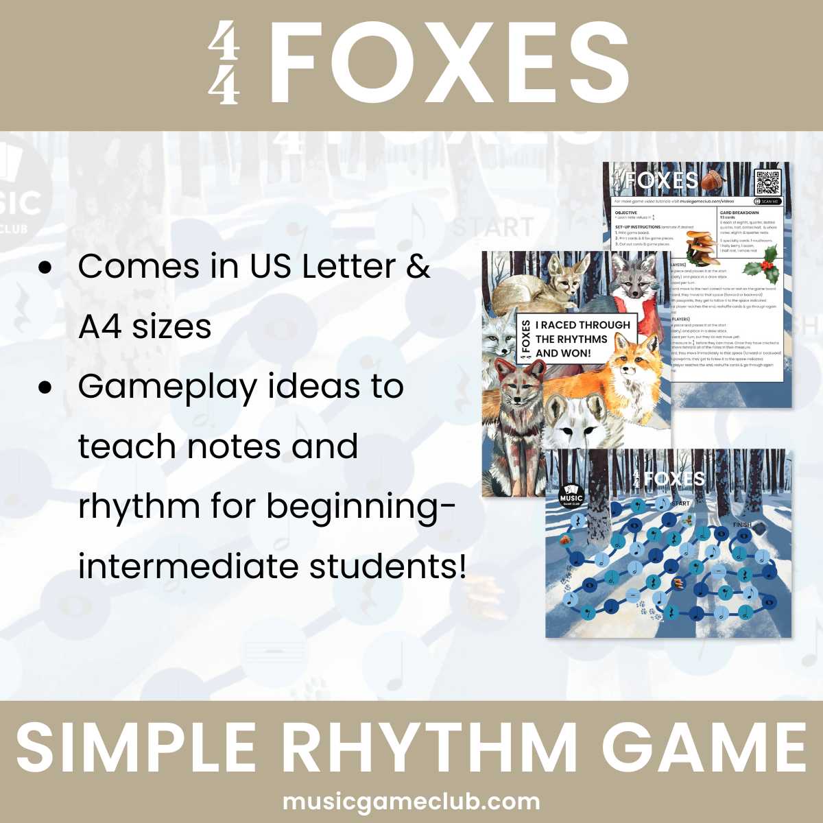 4/4 Foxes Simple Rhythm Game - Printable