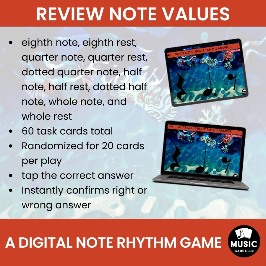 Easy Note Rhythms (Rhythm Reef 1) Boom™ Cards Digital Music Game