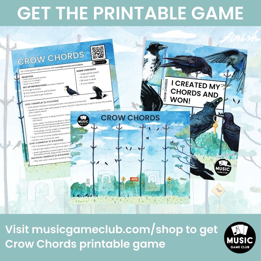 Build White Key Major Chords C D E F G A B (Crow Chords 2)  Boom™ Cards Digital Music Game