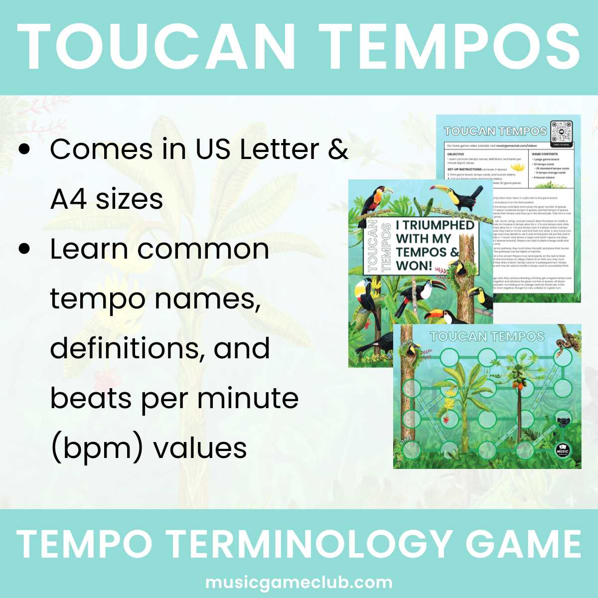 Toucan Tempos Tempo Terminology Game - Printable