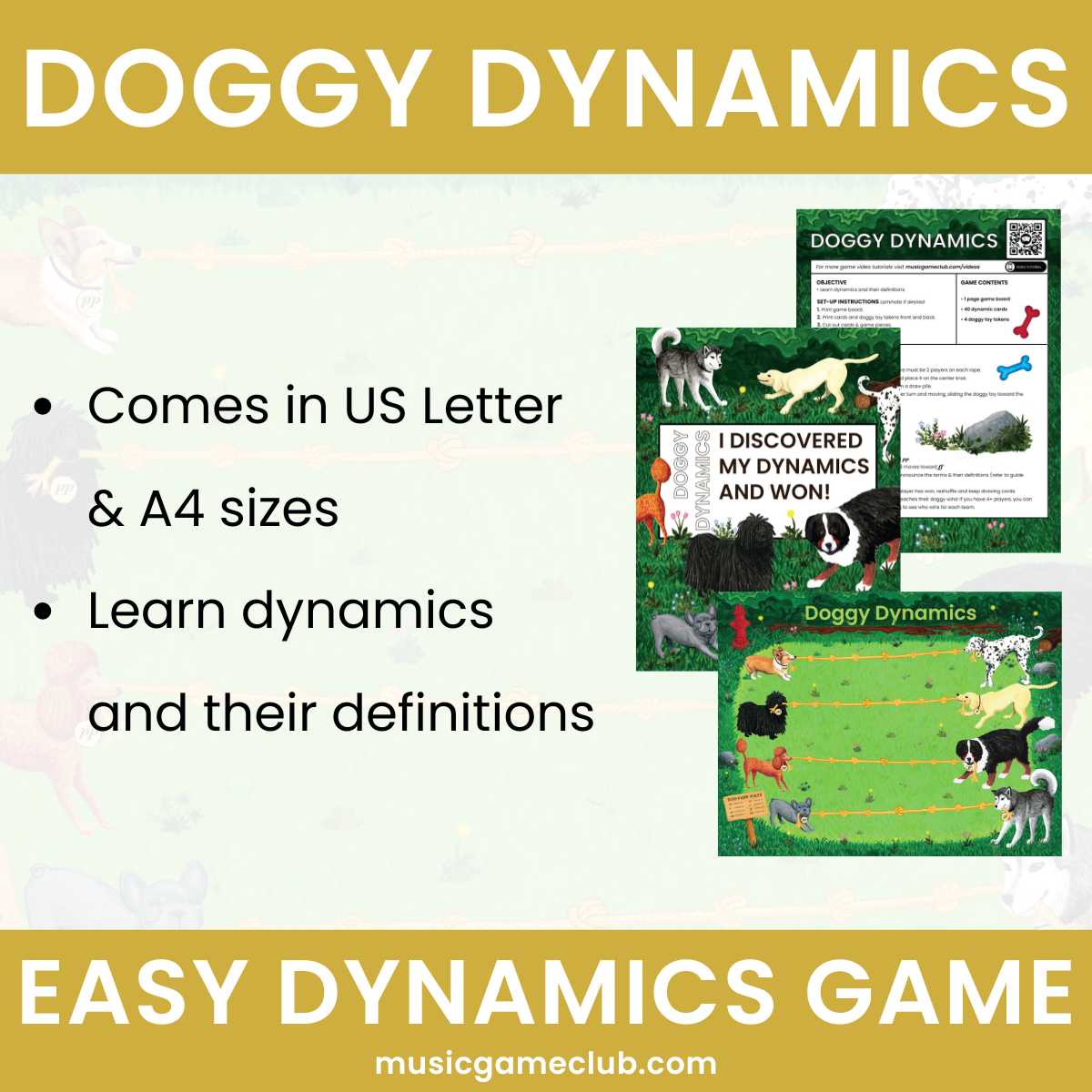 Doggy Dynamics Easy Dynamics Music Game - Printable + MEMBER BONUSES