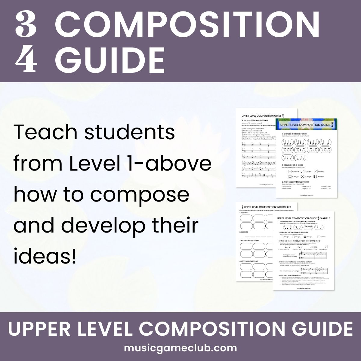 3/4 Composition Guide in C - teach students to compose music in 3/4 - Printable