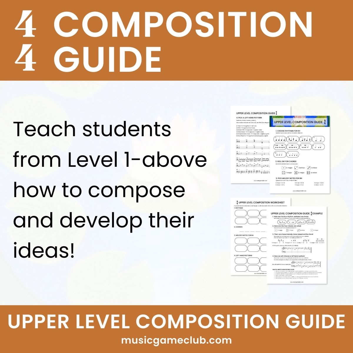 4/4 Composition Guide in C - teach students to compose music in 4/4 - Printable