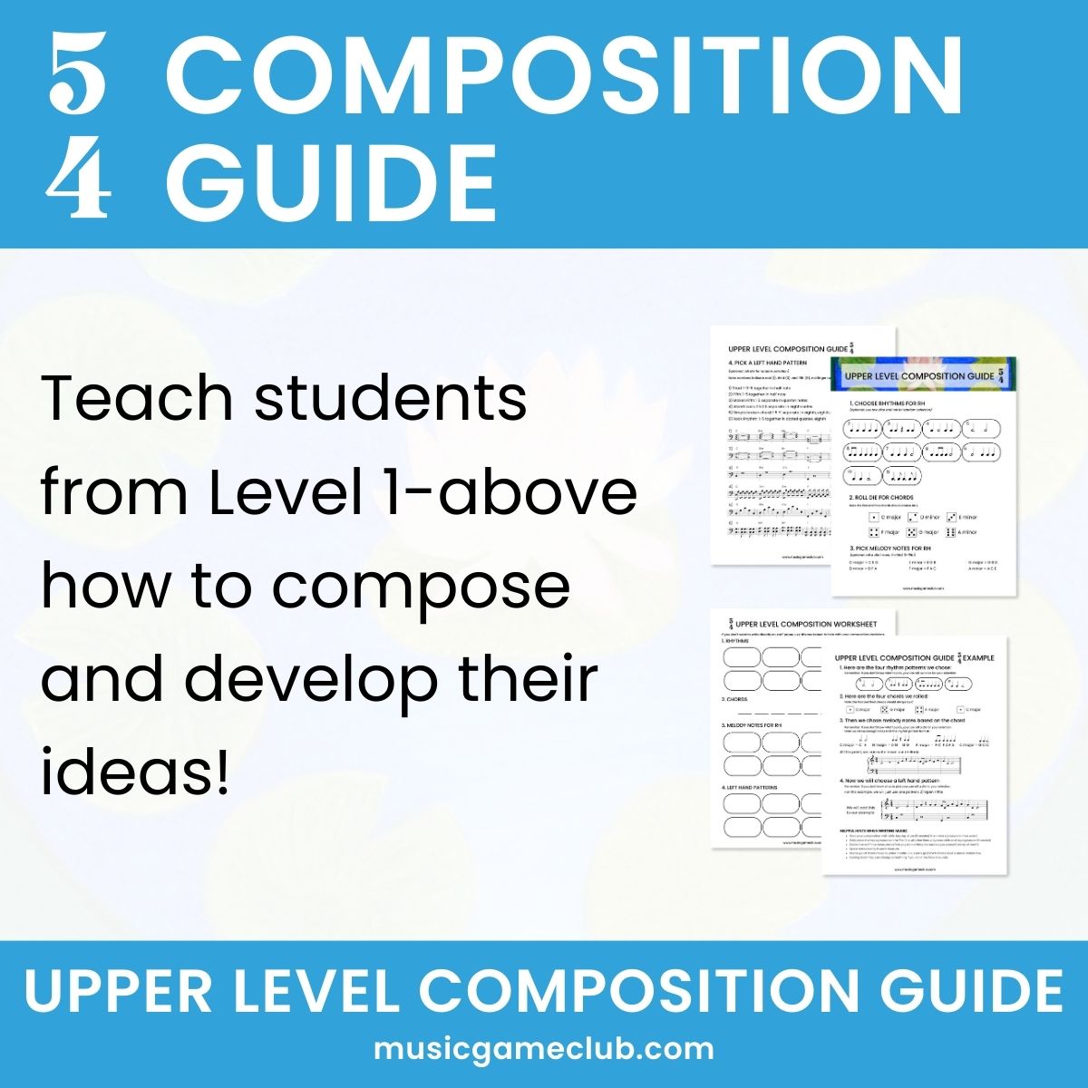 5/4 Composition Guide in C - teach students to compose music in 5/4 - Printable