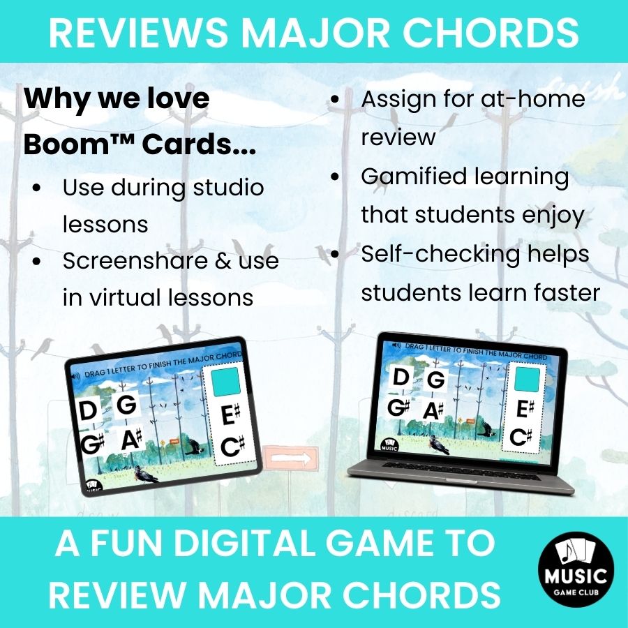 Fill in the Major Chords ALL Keys (Crow Chords 6) Boom™ Cards Digital Music Game