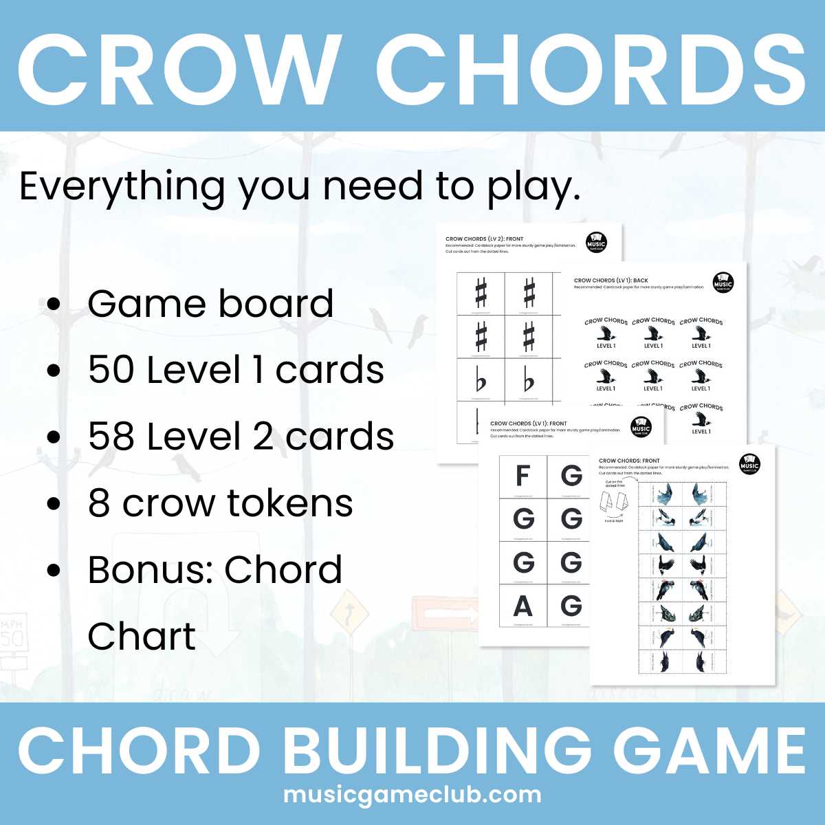 Crow Chords Chord Building Game - Printable