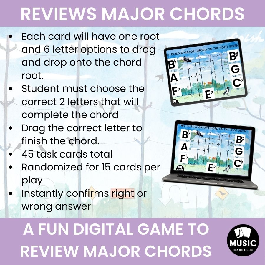 Build All Major Chords (Crow Chords 3) Boom™ Cards Digital Music Game