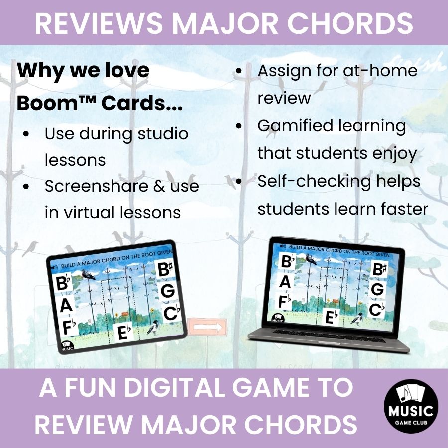 Build All Major Chords (Crow Chords 3) Boom™ Cards Digital Music Game