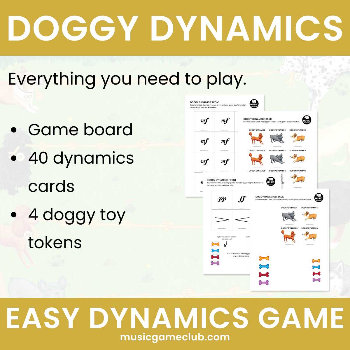 Doggy Dynamics Easy Dynamics Music Game - Printable