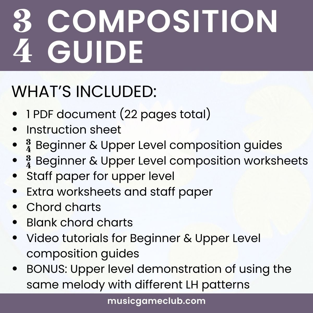 3/4 Composition Guide in C - teach students to compose music in 3/4 - Printable