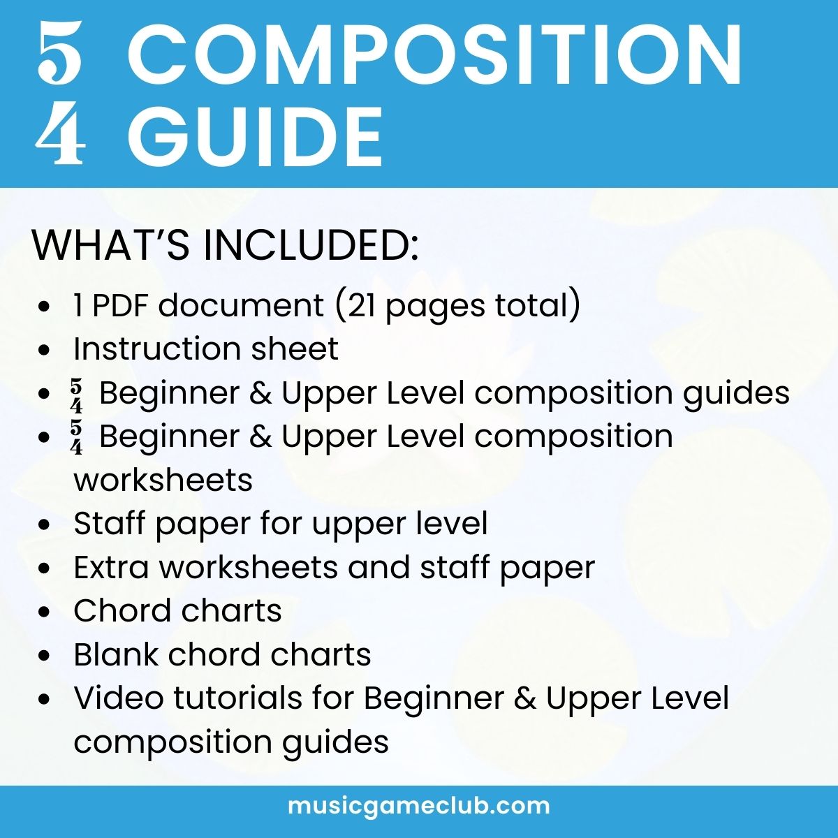 5/4 Composition Guide in C - teach students to compose music in 5/4 - Printable