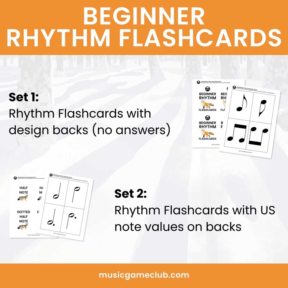 Beginner Rhythm Flashcards - Complete Set