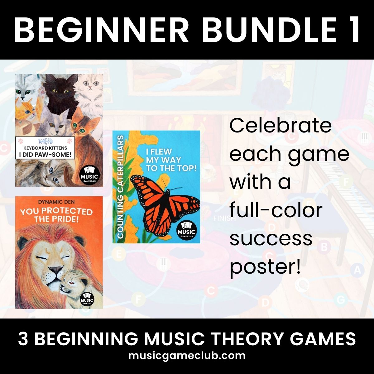 Beginner Bundle 1 - Beginning Music Theory Games - Printable