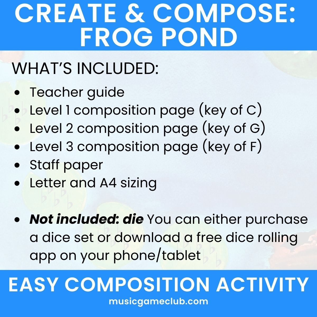 Create Compose: Frog Pond easy SOLFÈGE composition activity