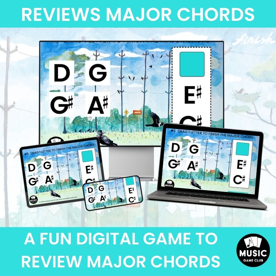 Fill in the Major Chords ALL Keys (Crow Chords 6) Boom™ Cards Digital Music Game