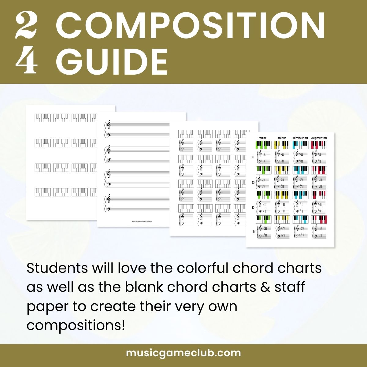 2/4 Composition Guide in C - teach students to compose music in 2/4 - Printable