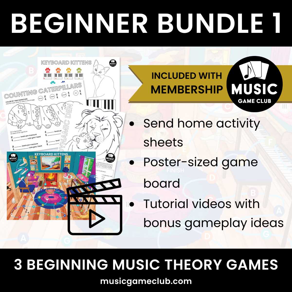 Beginner Bundle 1 - Beginning Music Theory Games - Printable