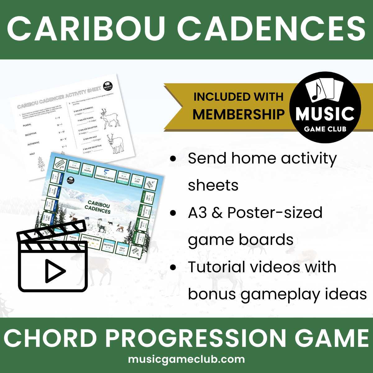 Caribou Cadences Chord Progression Game - Printable + MEMBER BONUSES