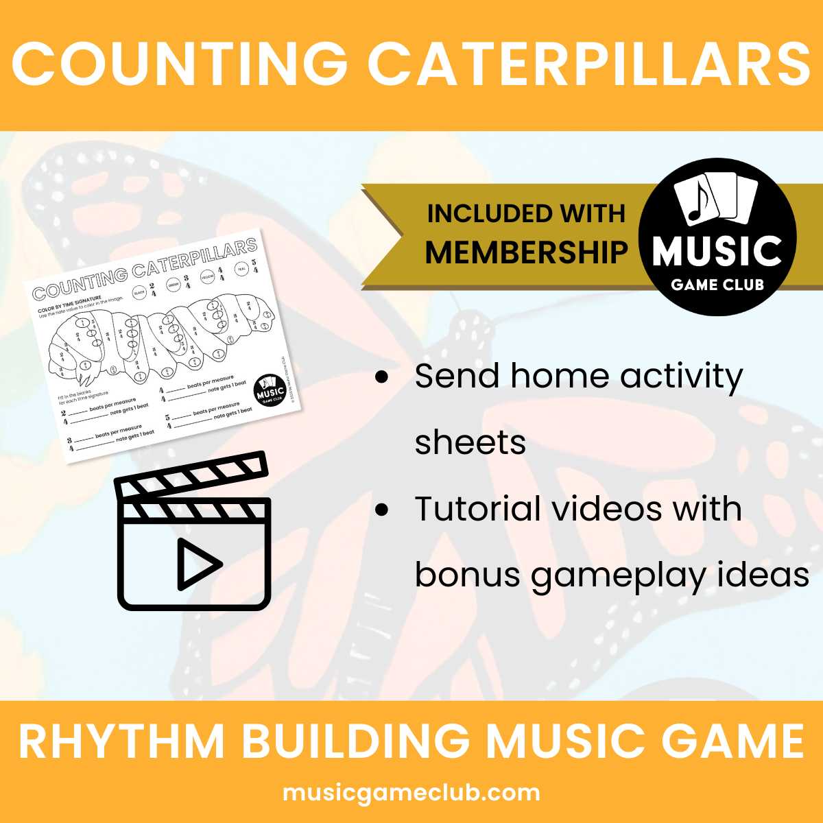 Counting Caterpillars Fun Rhythm Building Music Game - Printable + MEMBER BONUSES