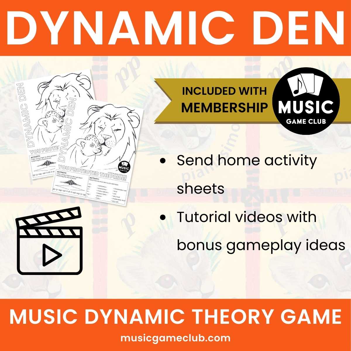 Dynamic Den Easy Music Theory Student Game - Printable + MEMBER BONUSES