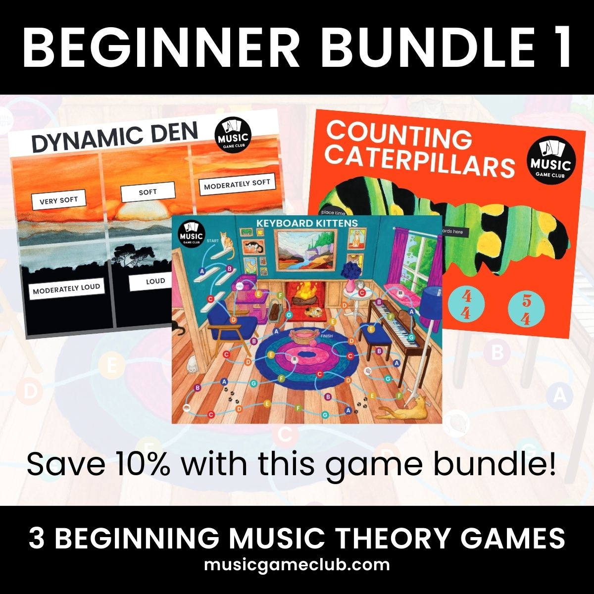 Beginner Bundle 1 - Beginning Music Theory Games - Printable