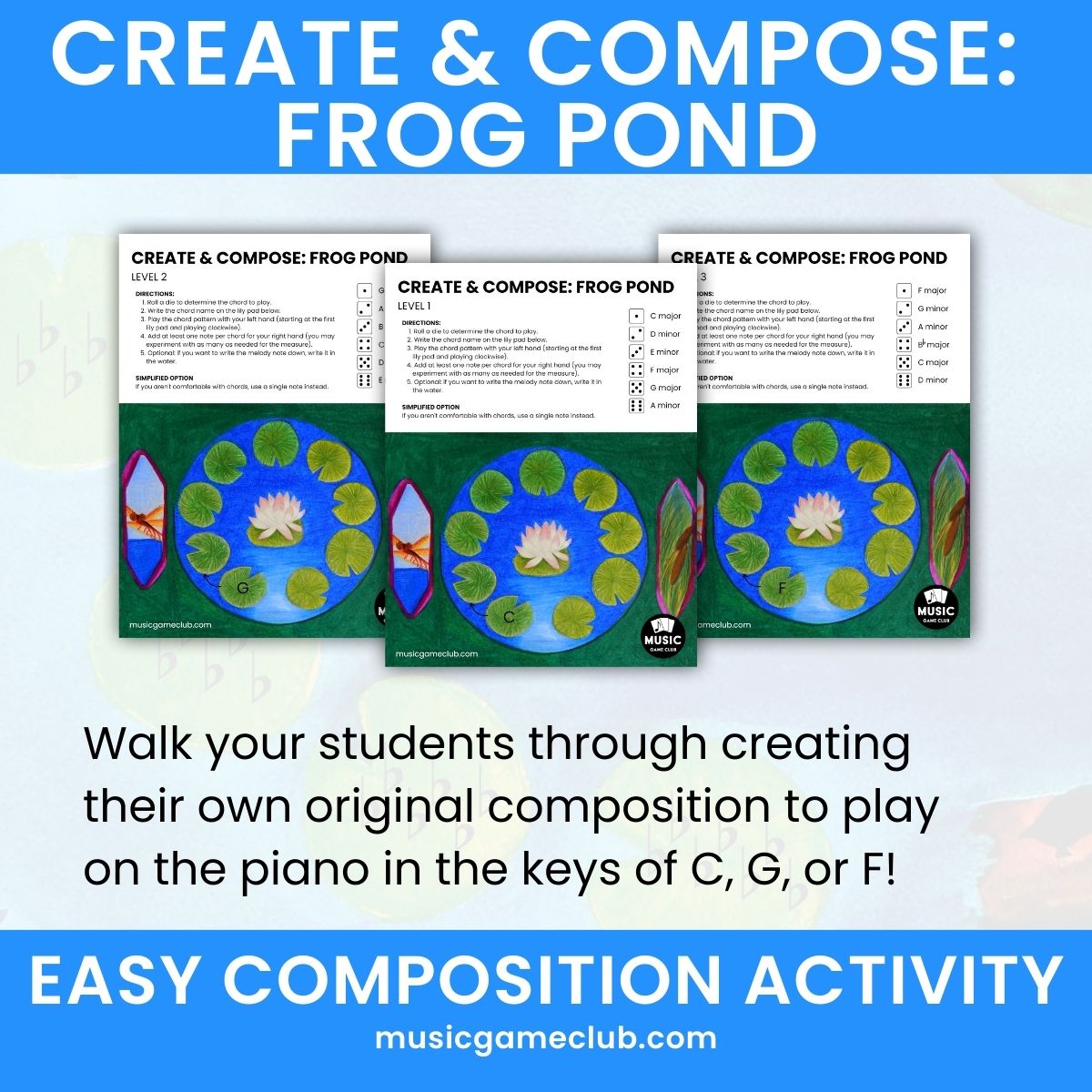 Create Compose: Frog Pond easy SOLFÈGE composition activity