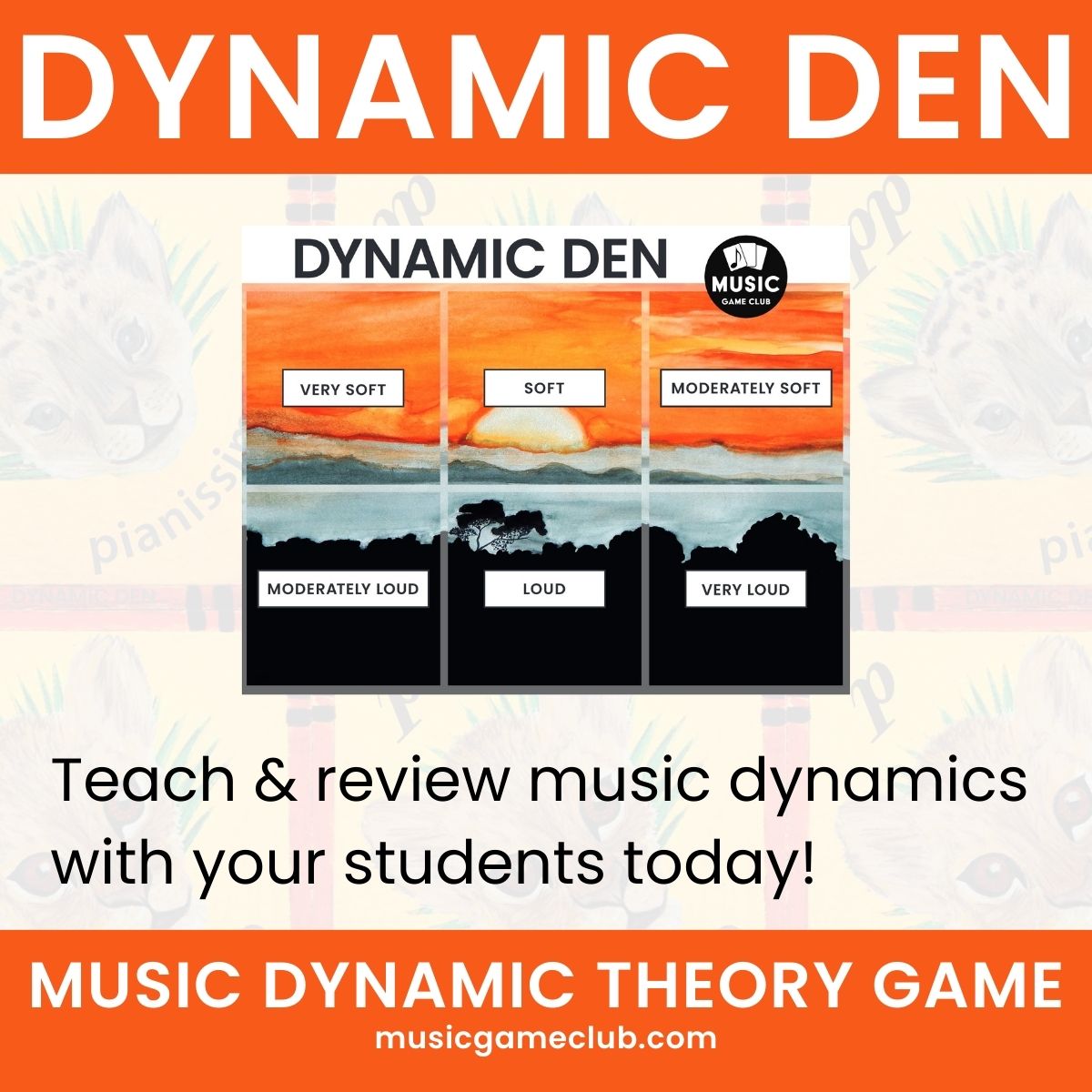 Dynamic Den Easy Music Theory Student Game - Printable + MEMBER BONUSES