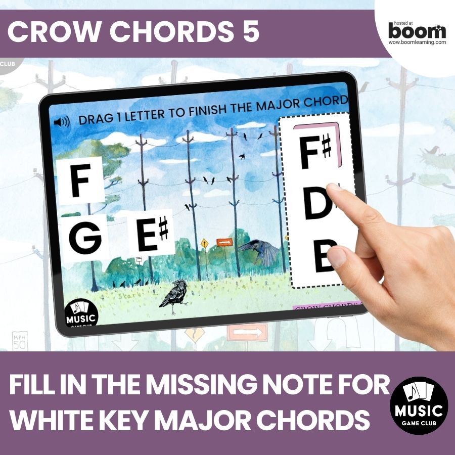 Fill in the White Key Major Chords (Crow Chords 5) Boom™ Cards Digital Music Game