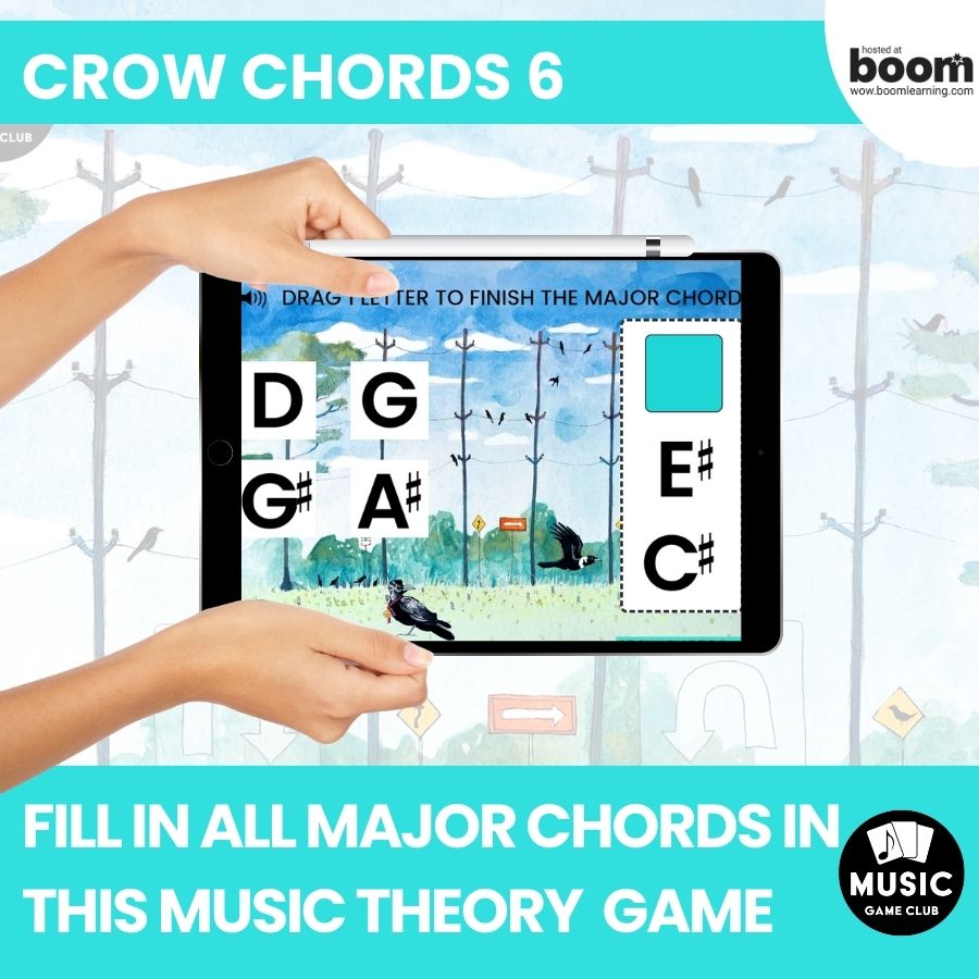 Fill in the Major Chords ALL Keys (Crow Chords 6) Boom™ Cards Digital Music Game