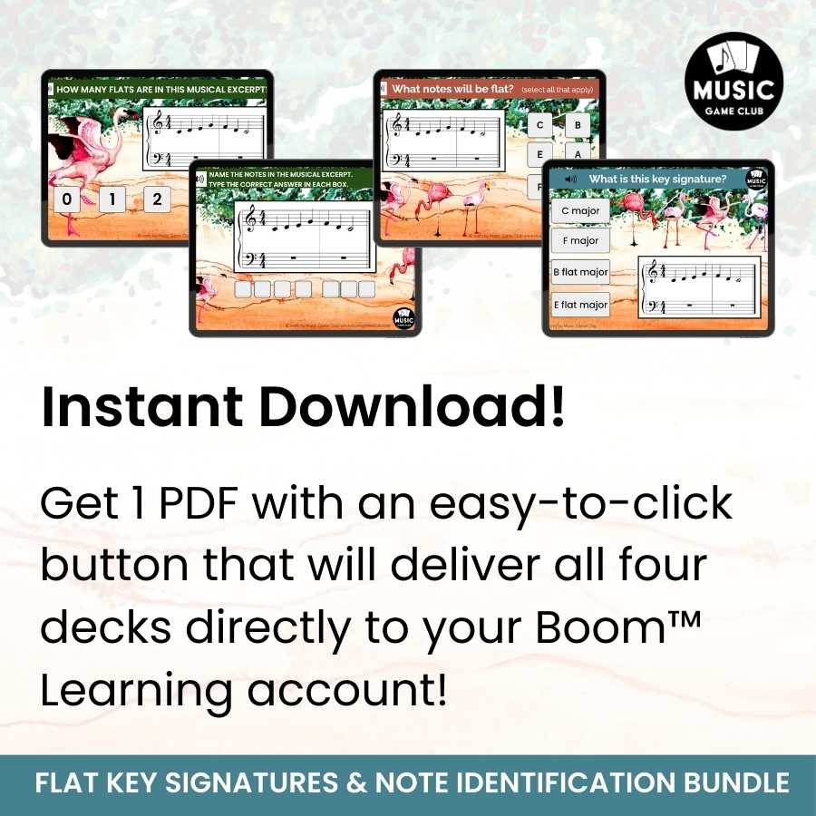 Flamingo Flats Key Signatures Note Identification Bundle Boom™ Cards Digital Music Game