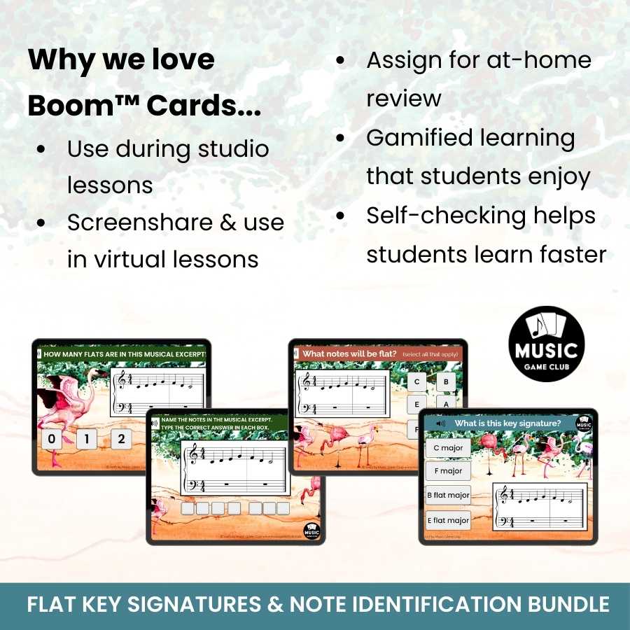 Flamingo Flats Key Signatures Note Identification Bundle Boom™ Cards Digital Music Game