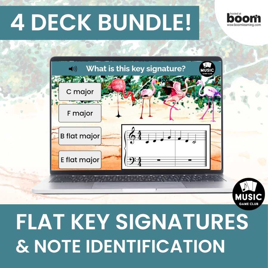 Flamingo Flats Key Signatures Note Identification Bundle Boom™ Cards Digital Music Game