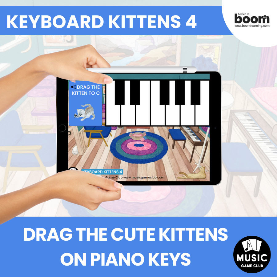 All Piano Keys (Keyboard Kittens 4) Boom™ Cards Digital Music Game