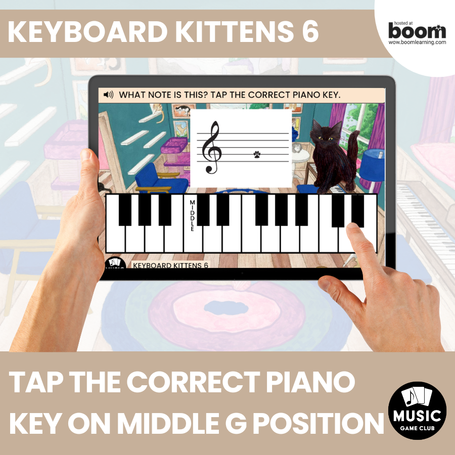 Piano Staff Notes G Position (Keyboard Kittens 6) Boom™ Cards Digital Music Game