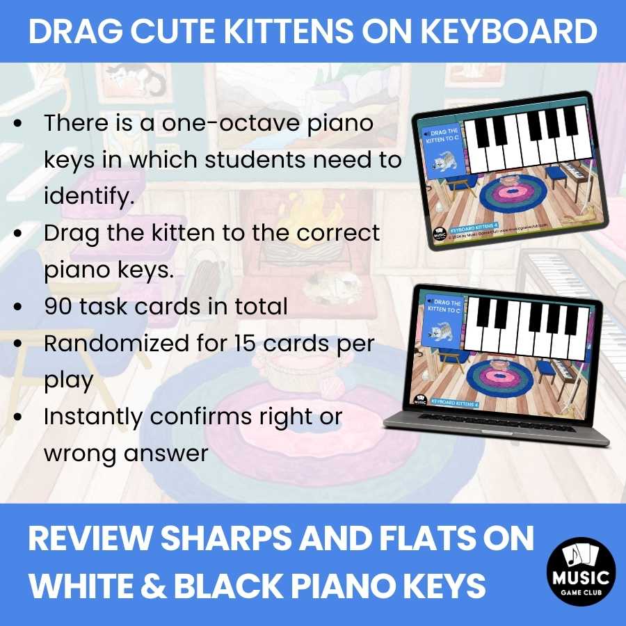 All Piano Keys (Keyboard Kittens 4) Boom™ Cards Digital Music Game