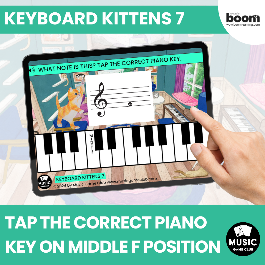 Piano Staff Notes F Position (Keyboard Kittens 7) Boom™ Cards Digital Music Game