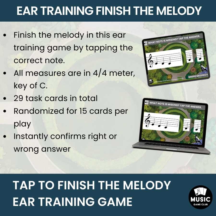 Finish the Melody Ear Training Game (Magpie Melodies 4) Boom™ Cards Digital Music Game