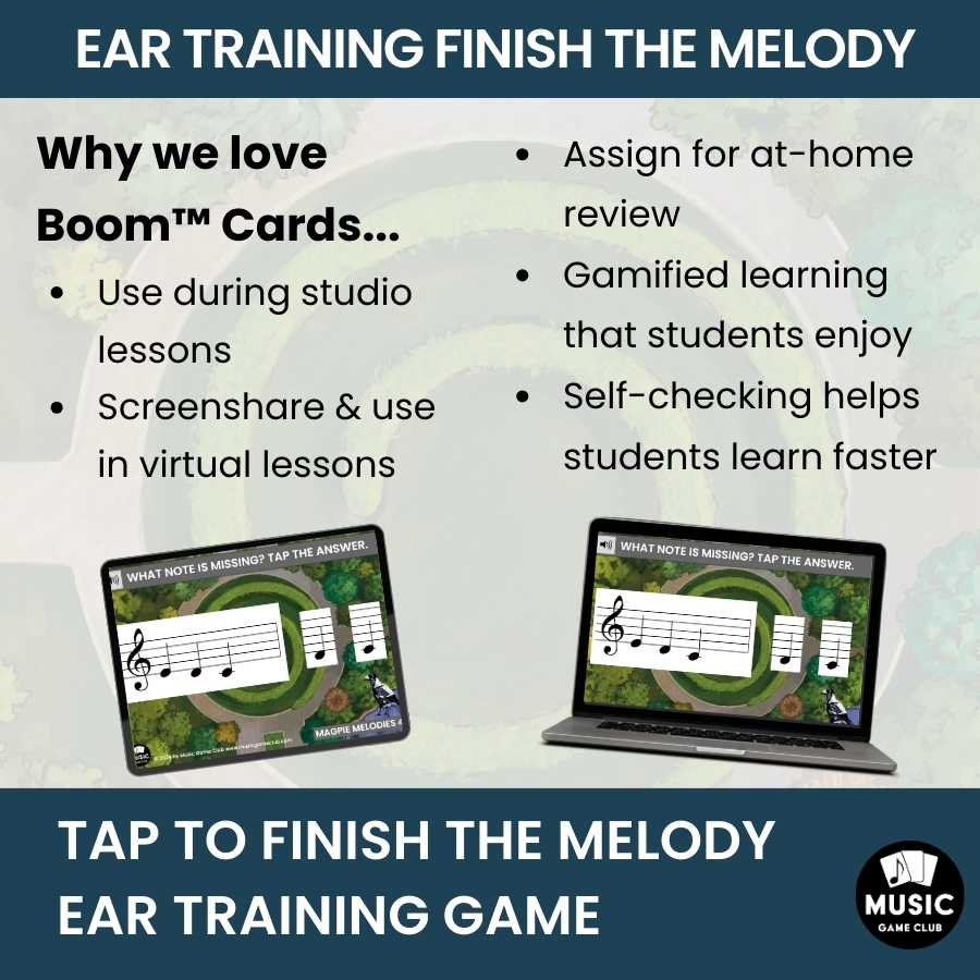 Finish the Melody Ear Training Game (Magpie Melodies 4) Boom™ Cards Digital Music Game