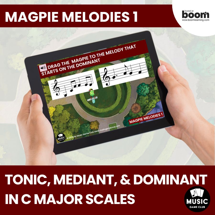 Tonic, Mediant, Dominant in C Major (Magpie Melodies 1) Boom™ Cards Digital Music Game