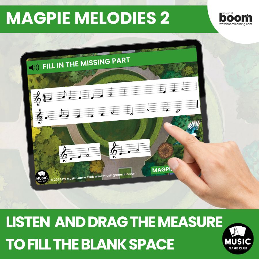 Ear Training &amp;amp; Sight Reading Game (Magpie Melodies 2) Boom™ Cards Digital Music Game