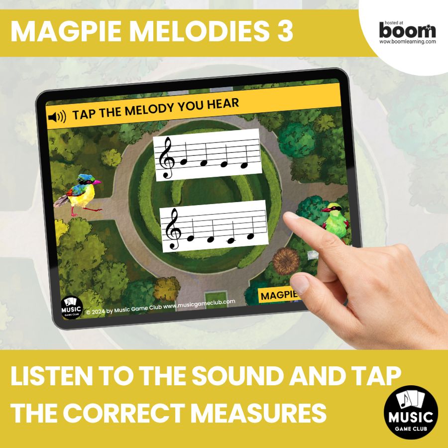 Ear Training Listen &amp;amp; Tap Melody (Magpie Melodies 3) Boom™ Cards Digital Music Game